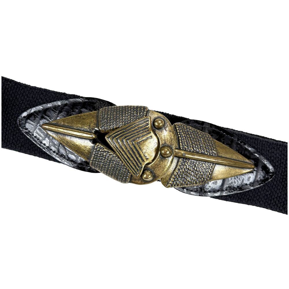 Omega VTG Women's M Black Stretch Belt Brass Arrowhead Buckle USA 80s